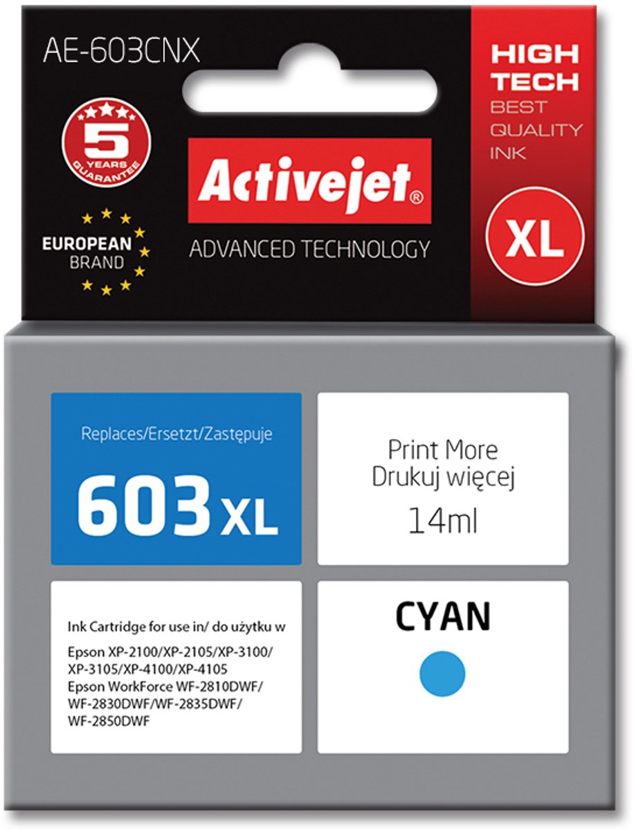 Originele inkt cartridge Activejet AE-603CNX Cyaan