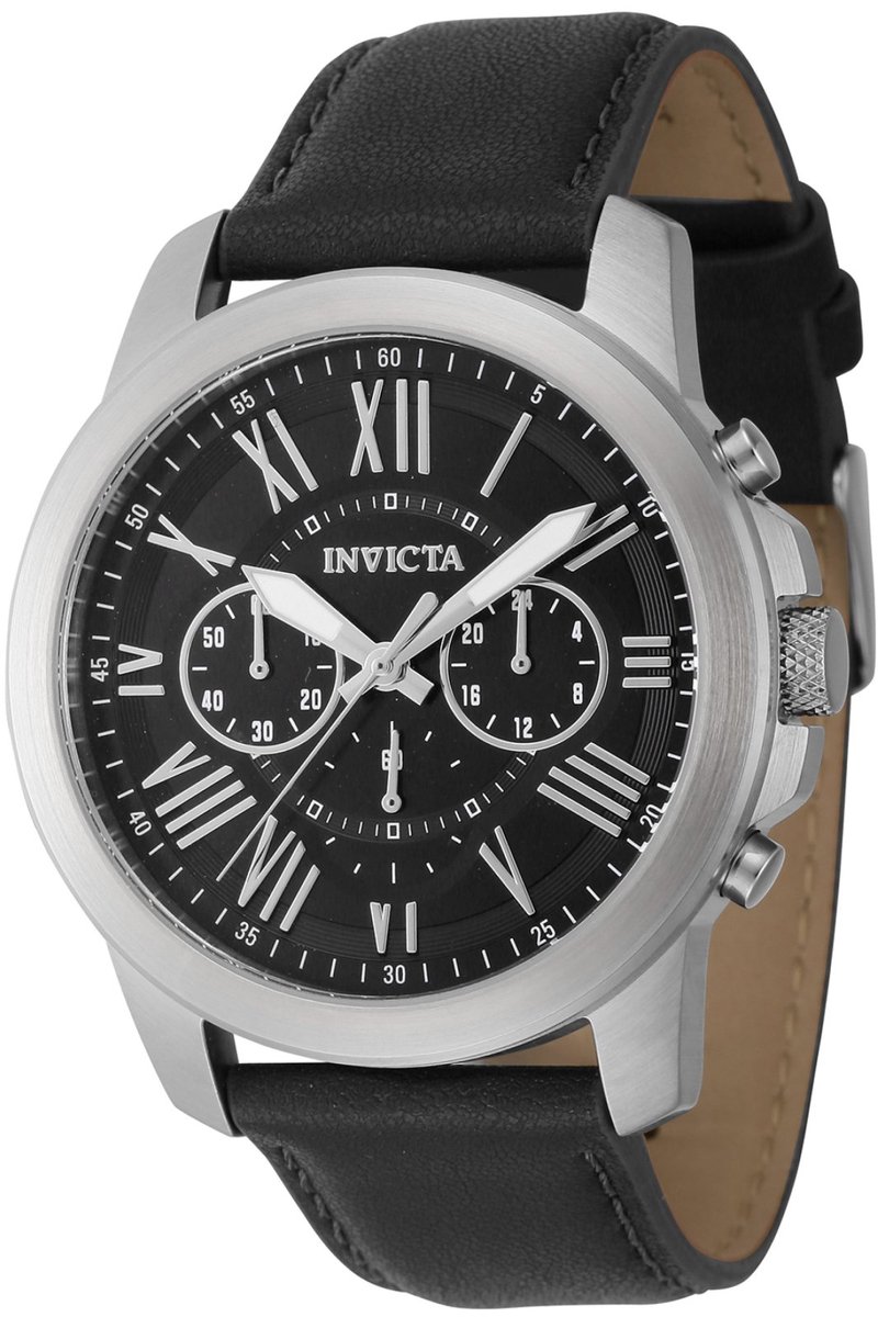 Invicta Specialty 44843 Heren Horloge - Waterdicht - Analoog - Quartz Uurwerk - Roestvrij Staal met zwarte Wijzerplaat - 44mm
