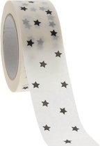 Papieren tape 'Stars' Wit-Zwart 50mmx50mtr