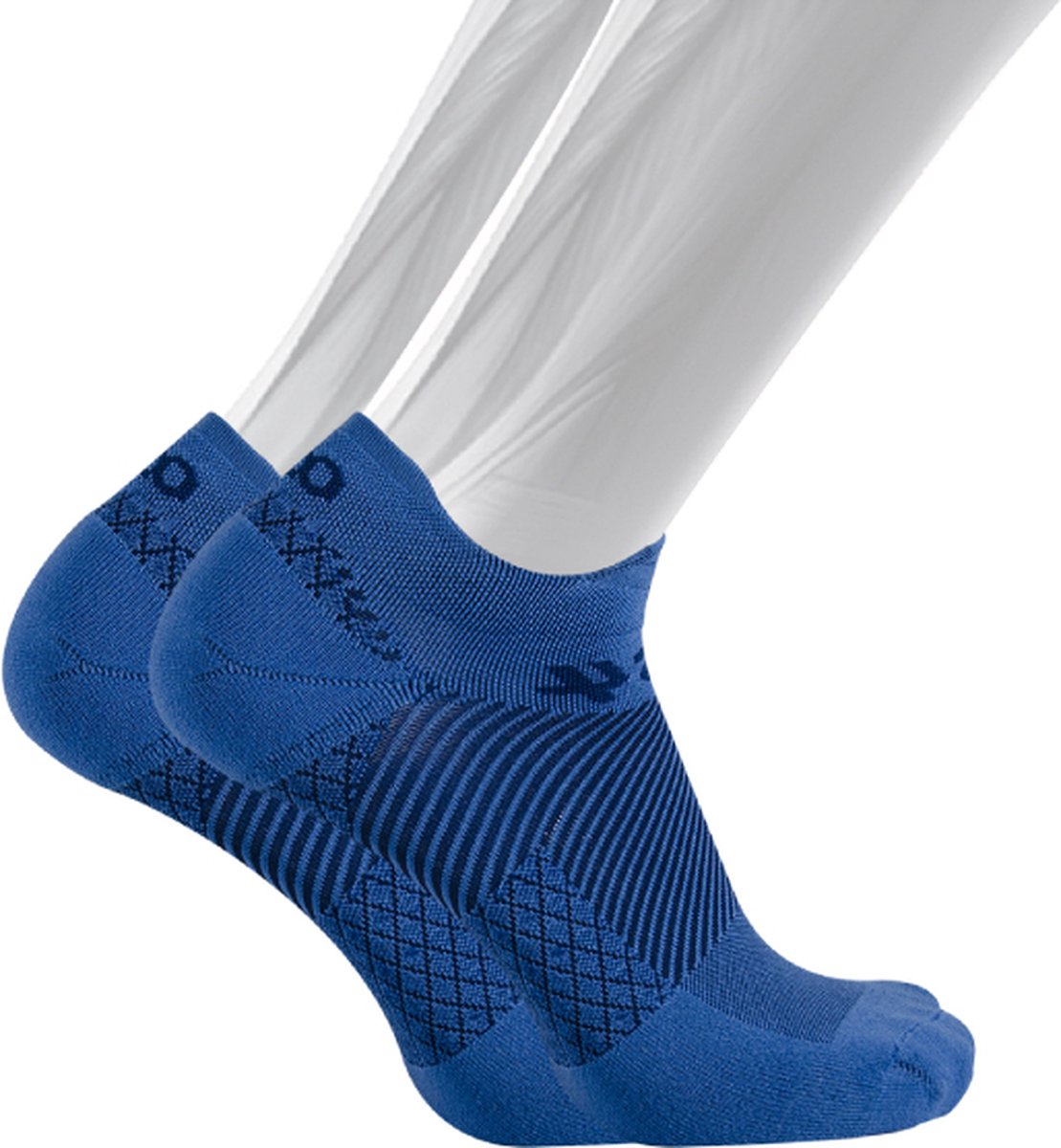 OS1st FS4 fasciitis plantaris compressie sneakersokken maat XL (48+) – blauw – hielspoor – vermoeide voeten – pijn onder de voetboog – hielpijn – ademend – vochtregulerend – verkoelend - naadloos – antibacterieel