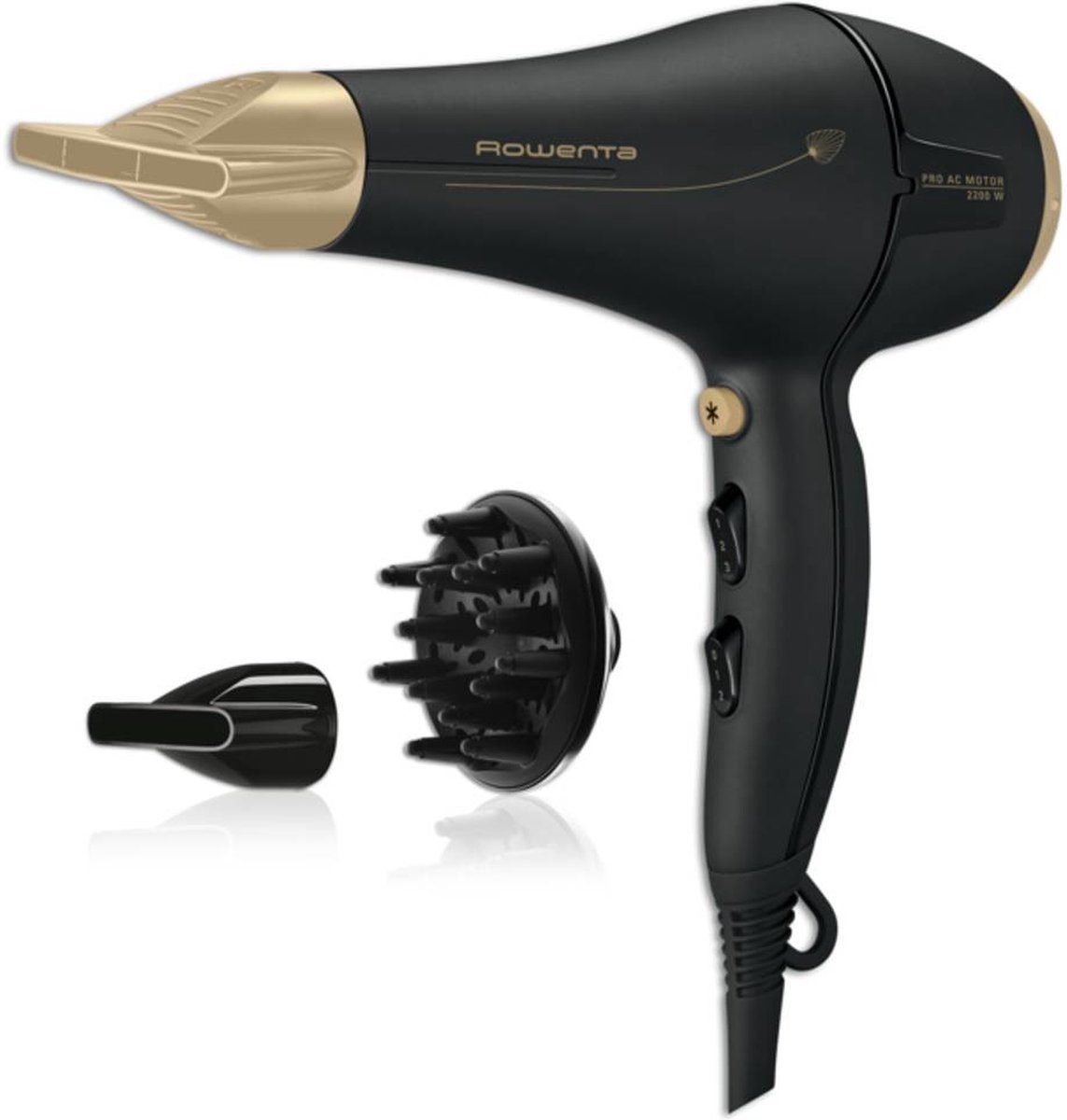 Rowenta Signature Pro CV7846F0 haardroger 2200 W Zwart, Goud
