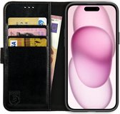Rosso Element Book Case Wallet Hoesje Geschikt voor Apple iPhone 15 Plus | Portemonnee | 3 Pasjes | Magneetsluiting | Stand Functie | Zwart