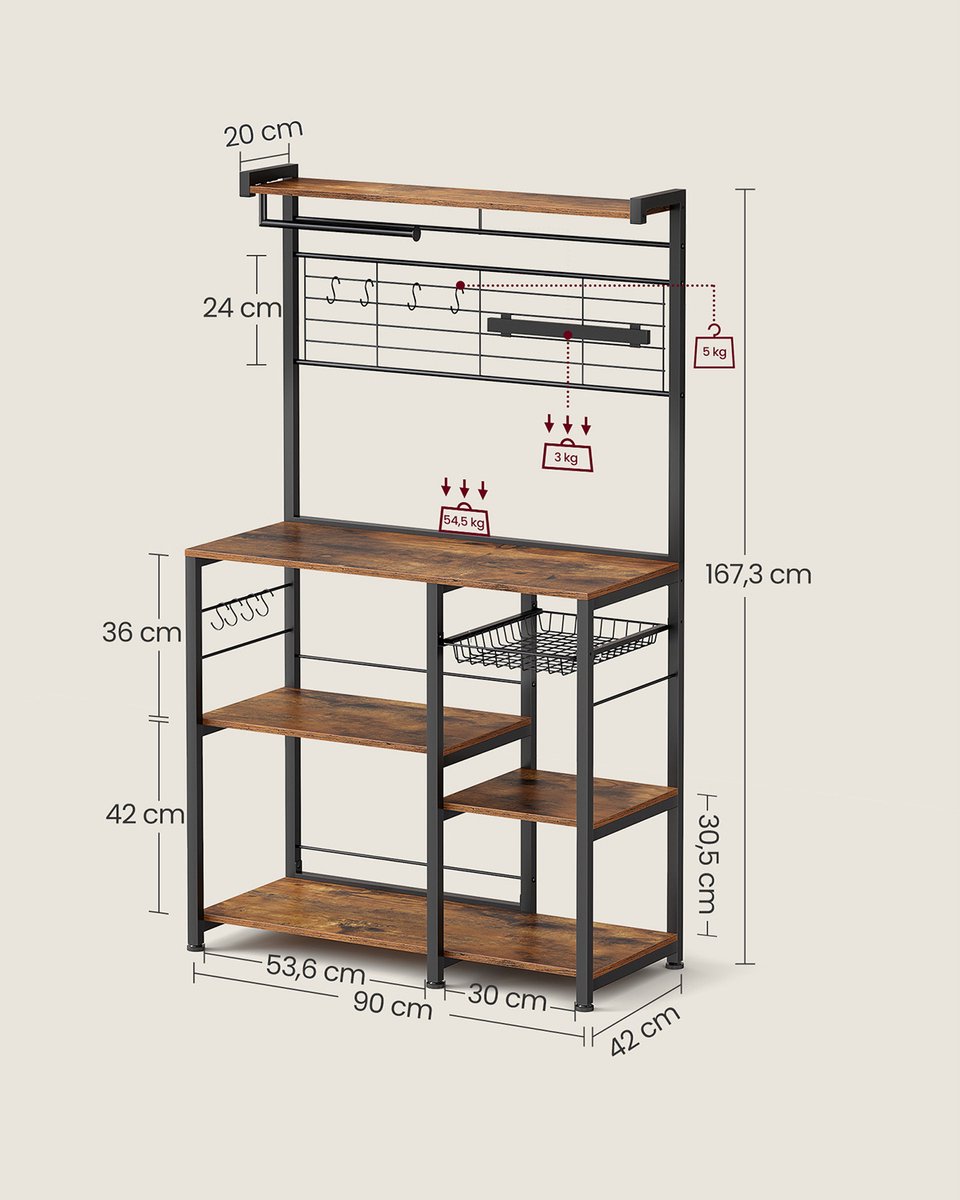 Giantex étagère de cuisine, etagère de micro-ondes et four en