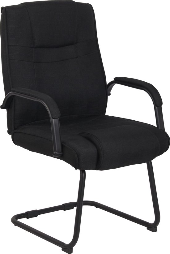 CLP Attila Eetkamerstoel - Bezoekersstoel - Met armleuning - Stof - zwart/zwart