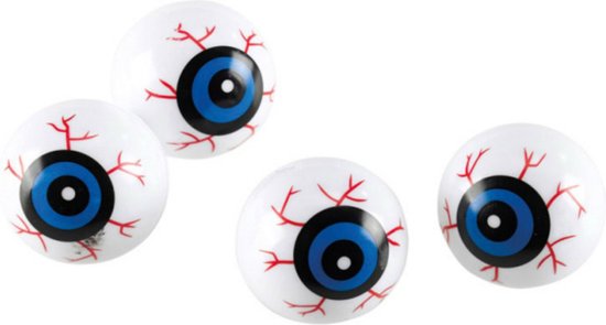 Halloween oogballen - 6x - wit/blauw - 3 cm - kunststof