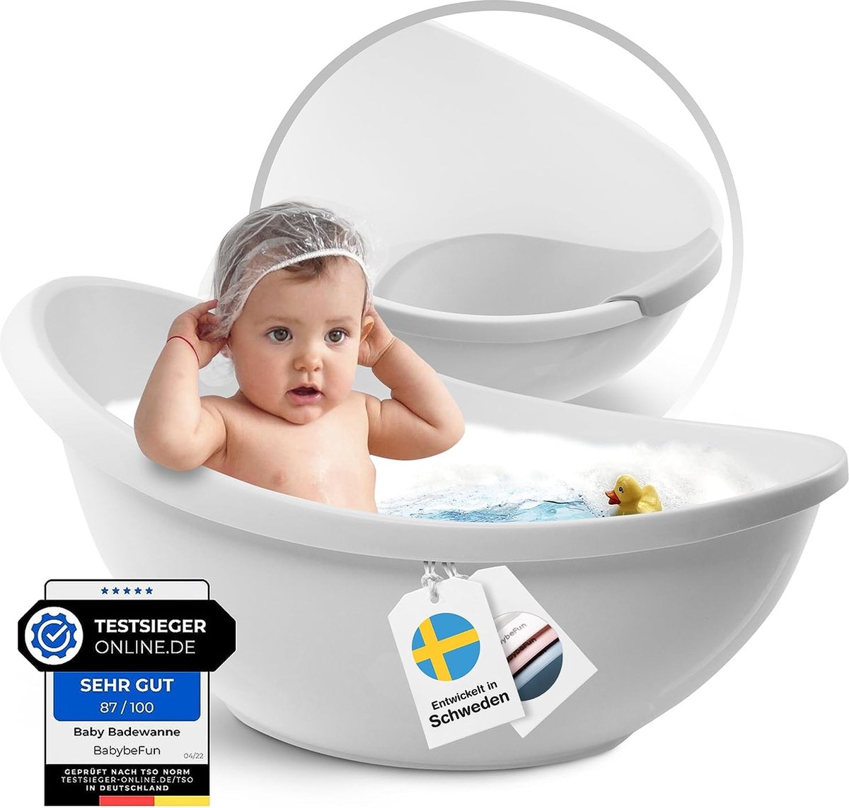 Goedkoopste Babybadkuip met inzetstuk voor pasgeborenen [testwinnaar] antislip babybad voor baby's en peuters [0-12 maanden] babykuip voor douche badkuip wit | kleur kiezen ..