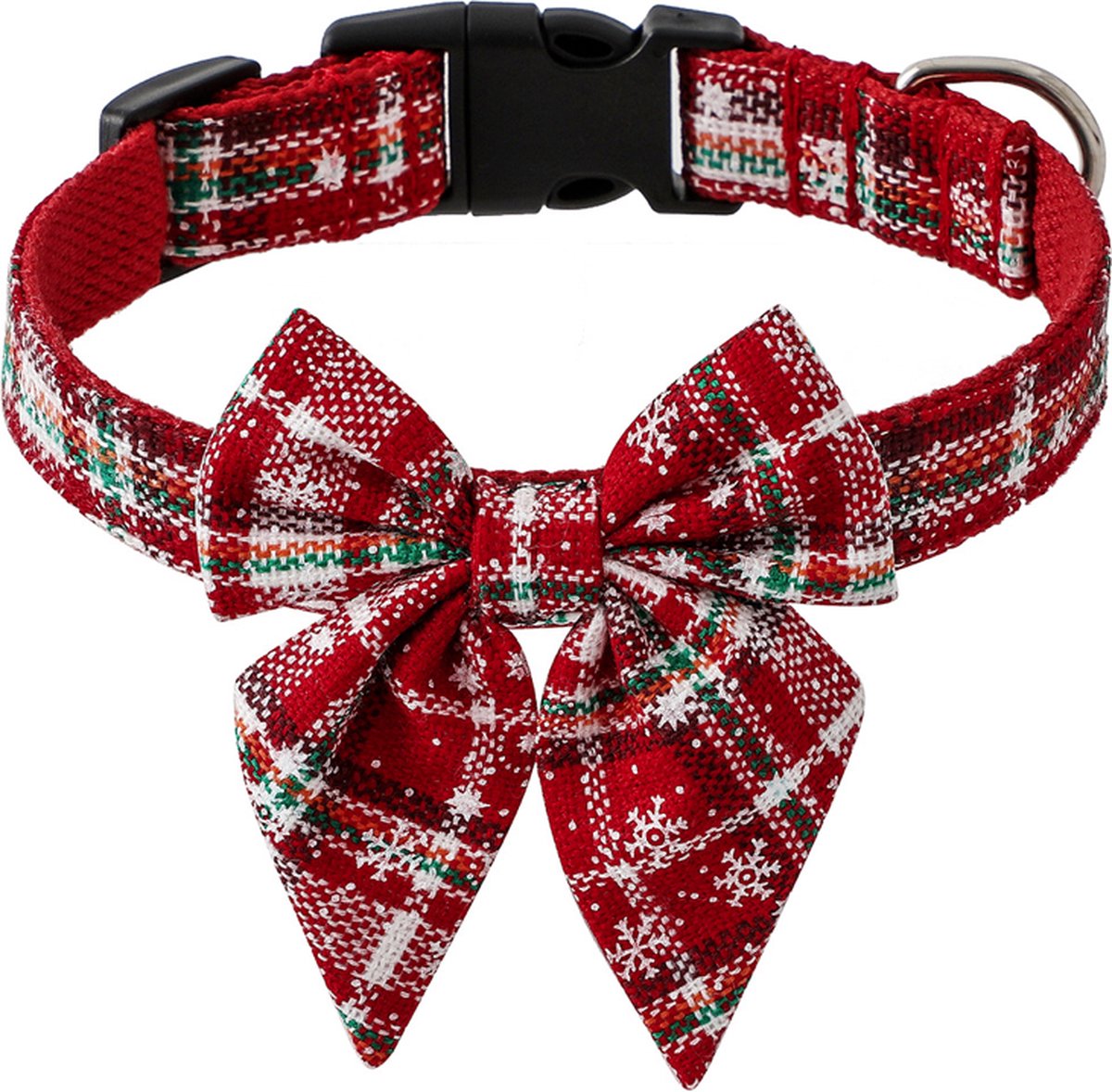 Kerst Hondenhalsband met grote strik rood/wit Maat M