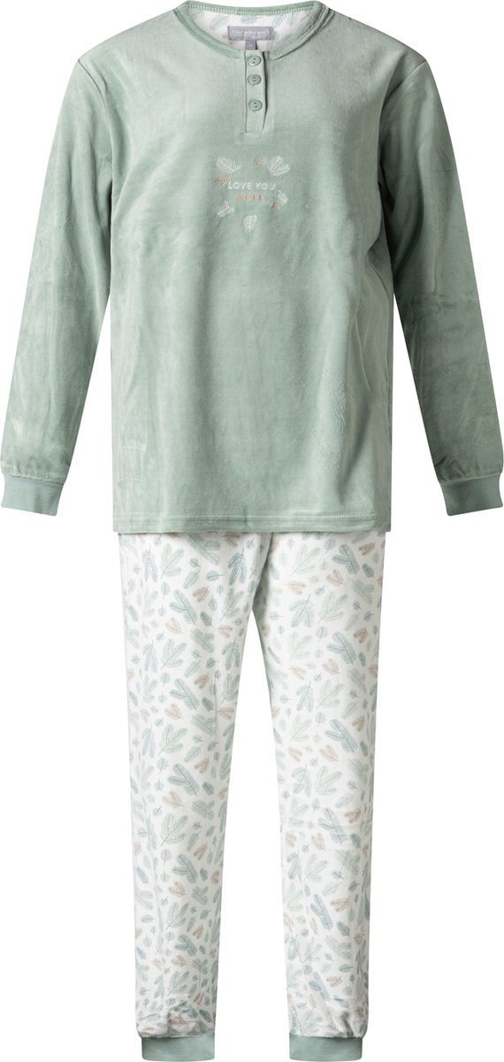 Cocodream Quality Cocodream dames pyjama velours - Dennentak uni - mint
