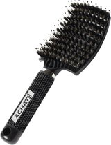 Achaté Anti Klit Haarborstel - Curved - Vernieuwde Kwaliteit - Detangle Brush - Zwart