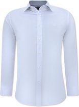 Nette Overhemden Voor Mannen - Slim Fit Blouse Stretch - Wit