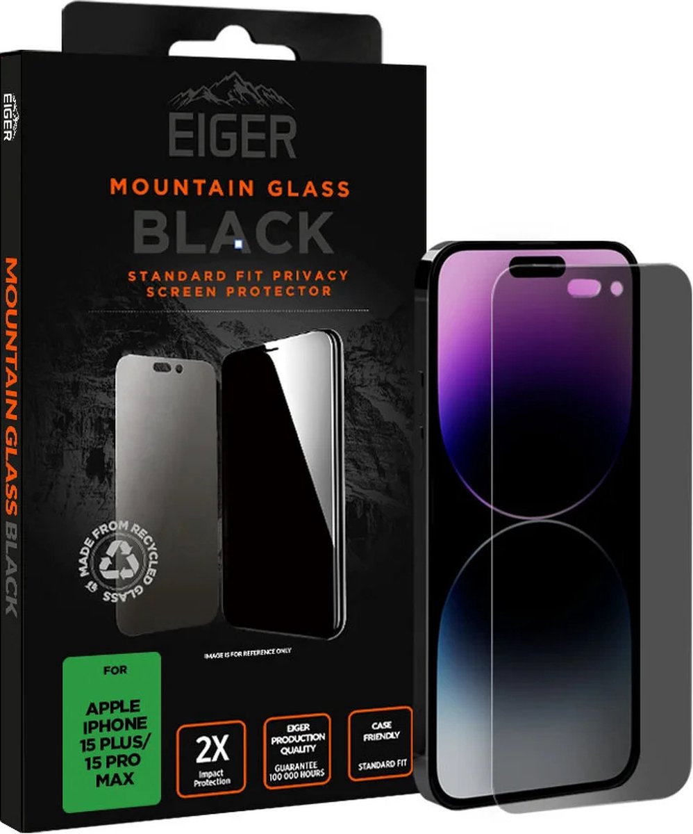 EIGER Verre de protection d'écran Privacy (iPhone 15 Pro Max