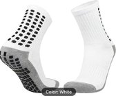 2 paar Gripsokken - wit - Anti slip sokken – halfhoog – sportsokken – voetbalsokken - sporters - maat 39-42 (1+1)