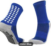 2 paar Gripsokken - blauw - Anti slip sokken – halfhoog – sportsokken – voetbalsokken - sporters - maat 39-42 (1+1)