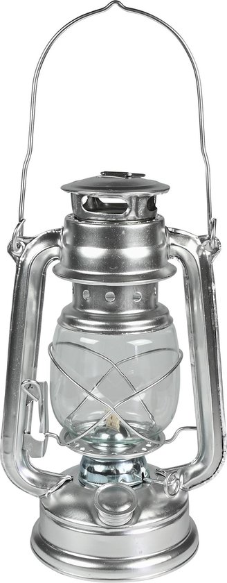 Benson Stormlantaarn - Olielamp - 25 cm - Aluminium - Chroomkleurig - Binnen en Buiten