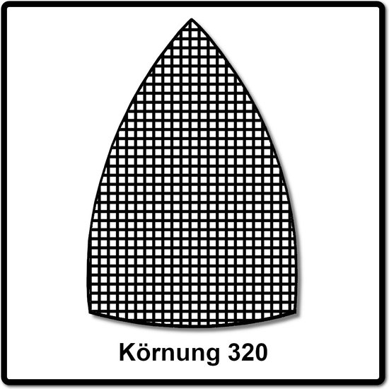 Schéma d'un tamis abrasif triangulaire avec l'indication "Körnung 320".
