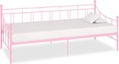 The Living Store Slaapbank - Metalen frame - Roze - 208 x 95 x 83 cm - Geschikt voor 90 x 200 cm matras - Montage vereist