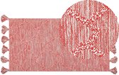 NIGDE - Laagpolig vloerkleed - Rood - 80 x 150 cm - Katoen