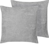 NOLANA - Sierkussen set van 2 - Grijs - 45 x 45 cm - Polyester