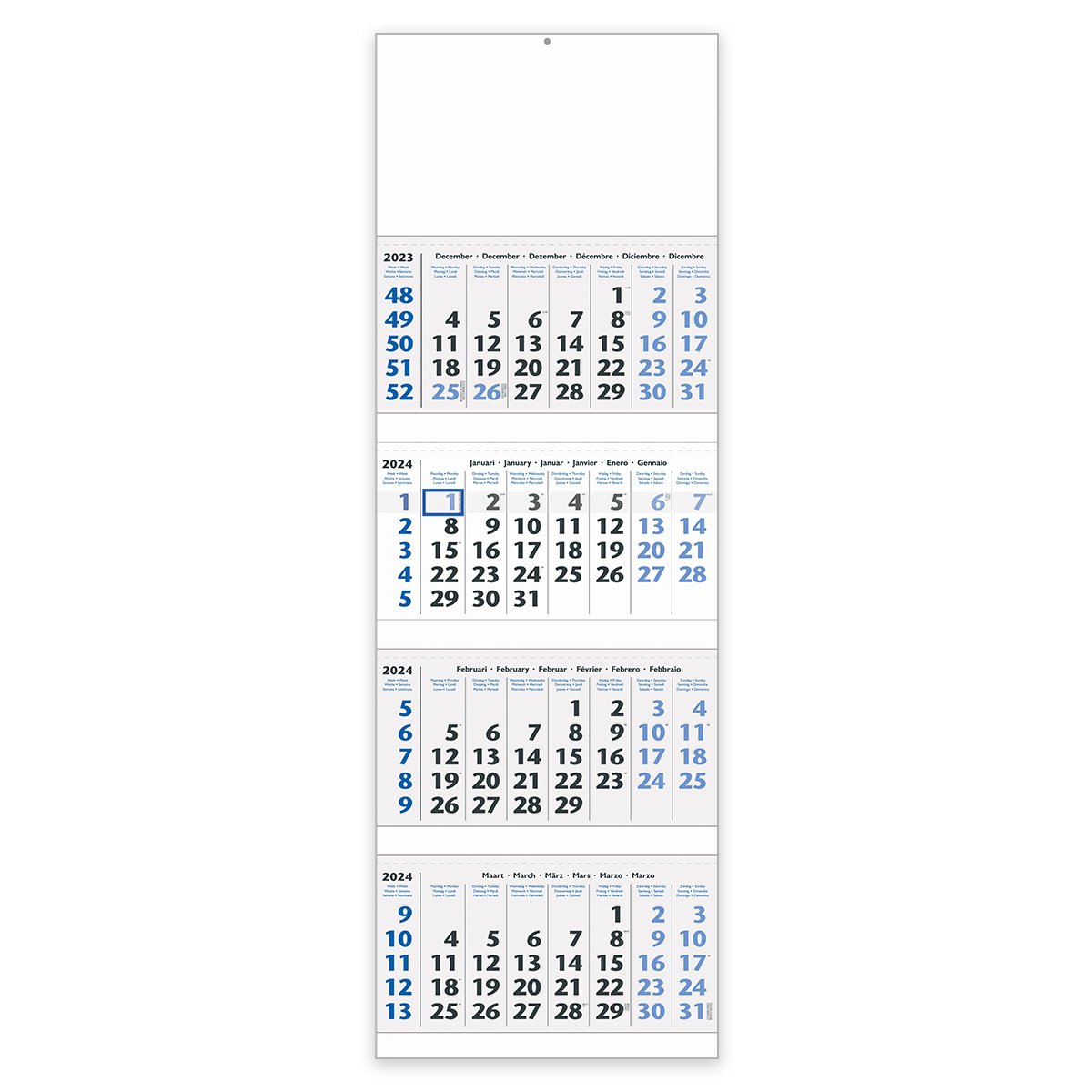 4-maands wandkalender de luxe 2024
