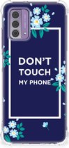 Shockproof Case Geschikt voor Nokia G42 Smartphonehoesje met transparante rand Flowers Blue Don't Touch My Phone
