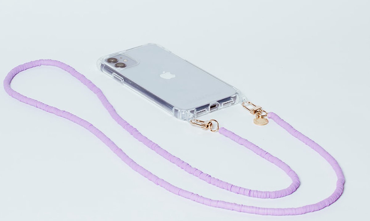 Oasis PHONE CORD Pink Multi - Telefoonkoord 120cm - Handsfree cord - Telefoonketting met kleiparels - Universeel telefoon accessoires