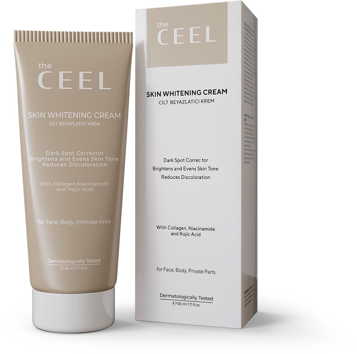 The CEEL - Huidverlichtende Crème - Huidbleekcrème - Skin Whitening Cream - Tegen donkere vlekken en kringen met niacinamide en kojic - Skin Lightening - Bleach Cream