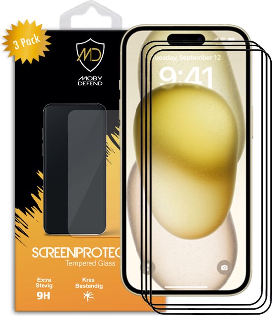 Paquet de 3 Protecteurs d'écran iPhone 15 Plus - Économiseurs d' Glas trempé