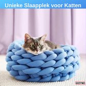 Kattenmand gevlochten-40 cm-unieke slaapplek-stijlvol-Gozyno-Blauw