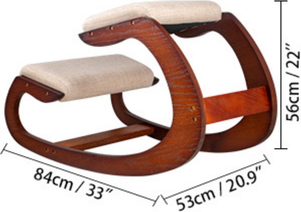 Ergonomische Kniestoel - Verstelbaar - Met 80 mm Kussens - Zwart