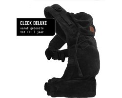 ByKay Draagzak Click Carrier Deluxe - Luxe Draagzak Draagzak Baby vanaf broekmaat 62/68 tot +/- 3jaar - Maximale Ondersteuning, Comfort & Ergonomie - Click & Go - voor Buik, Heup en Rug - Rib Fluweel - Smoky Black