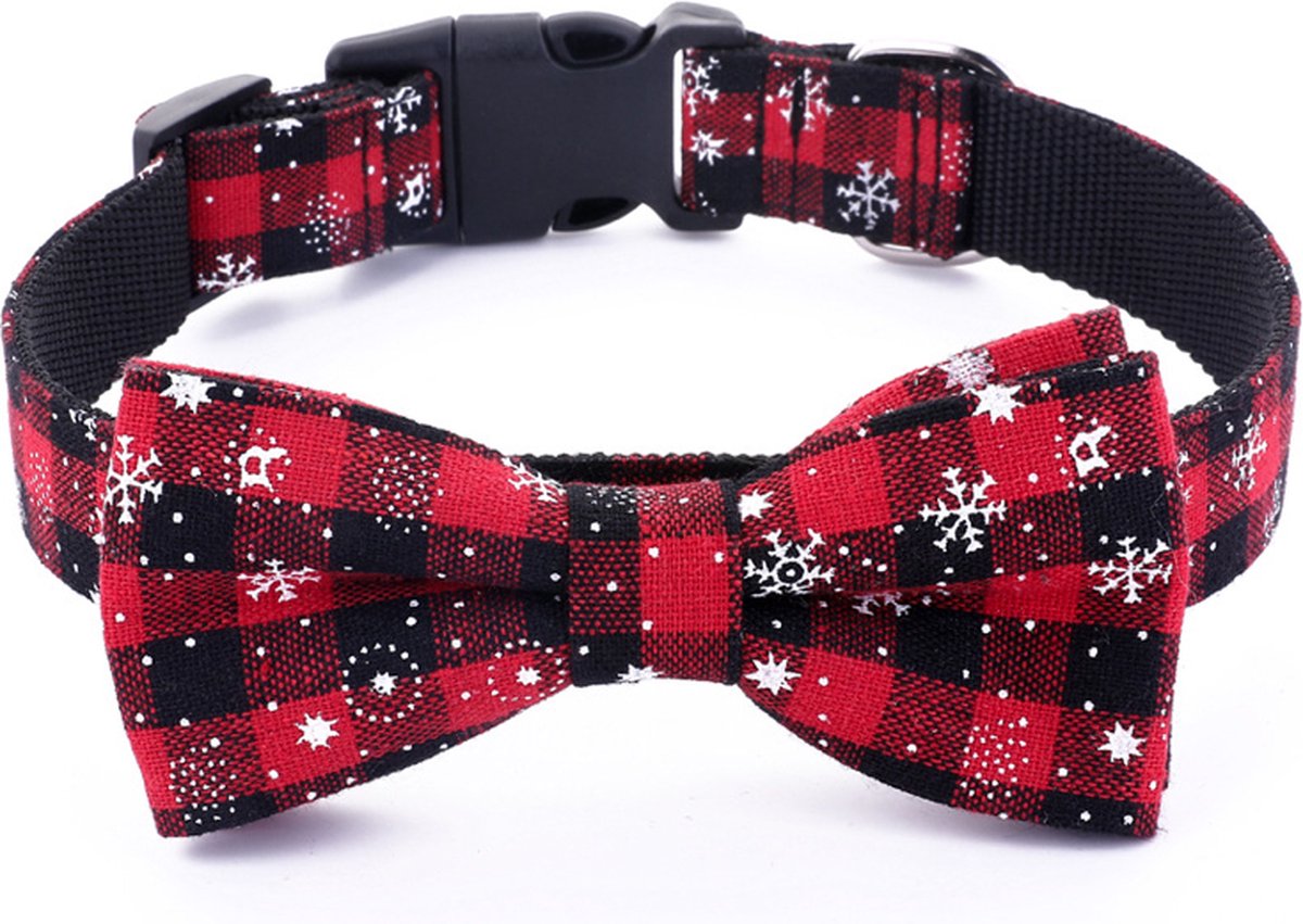 Halsband met Strik Honden - Kerstmis - Rood - L - tot 60cm halsomvang