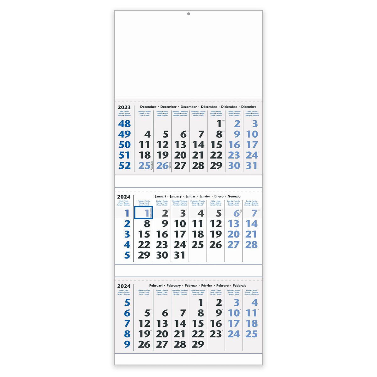 3-maands wandkalender de luxe 2024