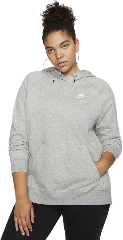Nike Sportswear Essential Big Sweatshirt Met Capuchon Dark Grey Heather / White - 1X - Dames