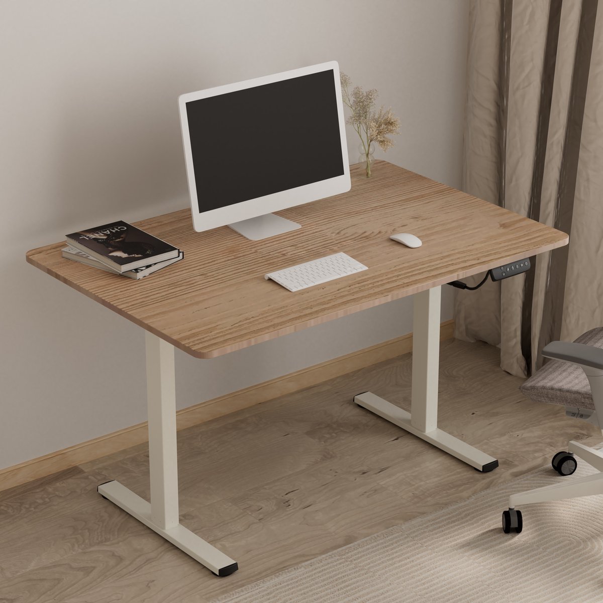 Vestland - Zit-Sta Bureau Elektrisch In Hoogte Verstelbaar - Geheugenfunctie - 100 x 60 CM - Eiken Wit thumbnail 5