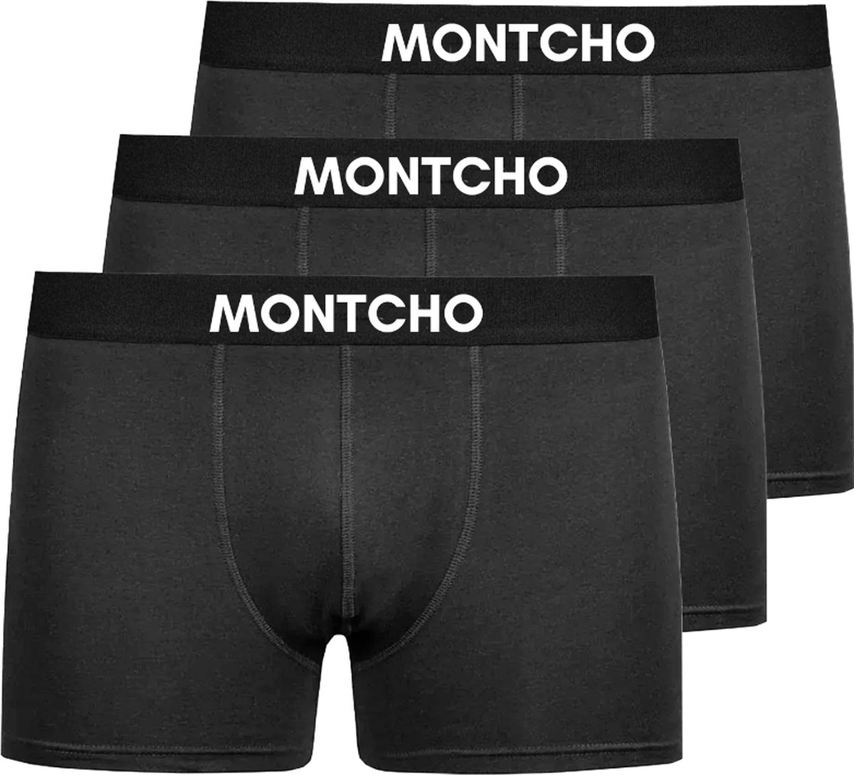 MONTCHO - Essence Series - Boxershort Heren - Onderbroeken Heren - Boxershorts - Ondergoed - 3 Pack - Antraciet - Maat: (S - XXL)