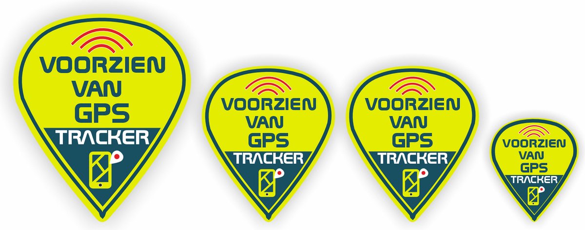 Jerma-Stickerset Voorzien van GPS tracker–Set 4 waarschuwingsstickers