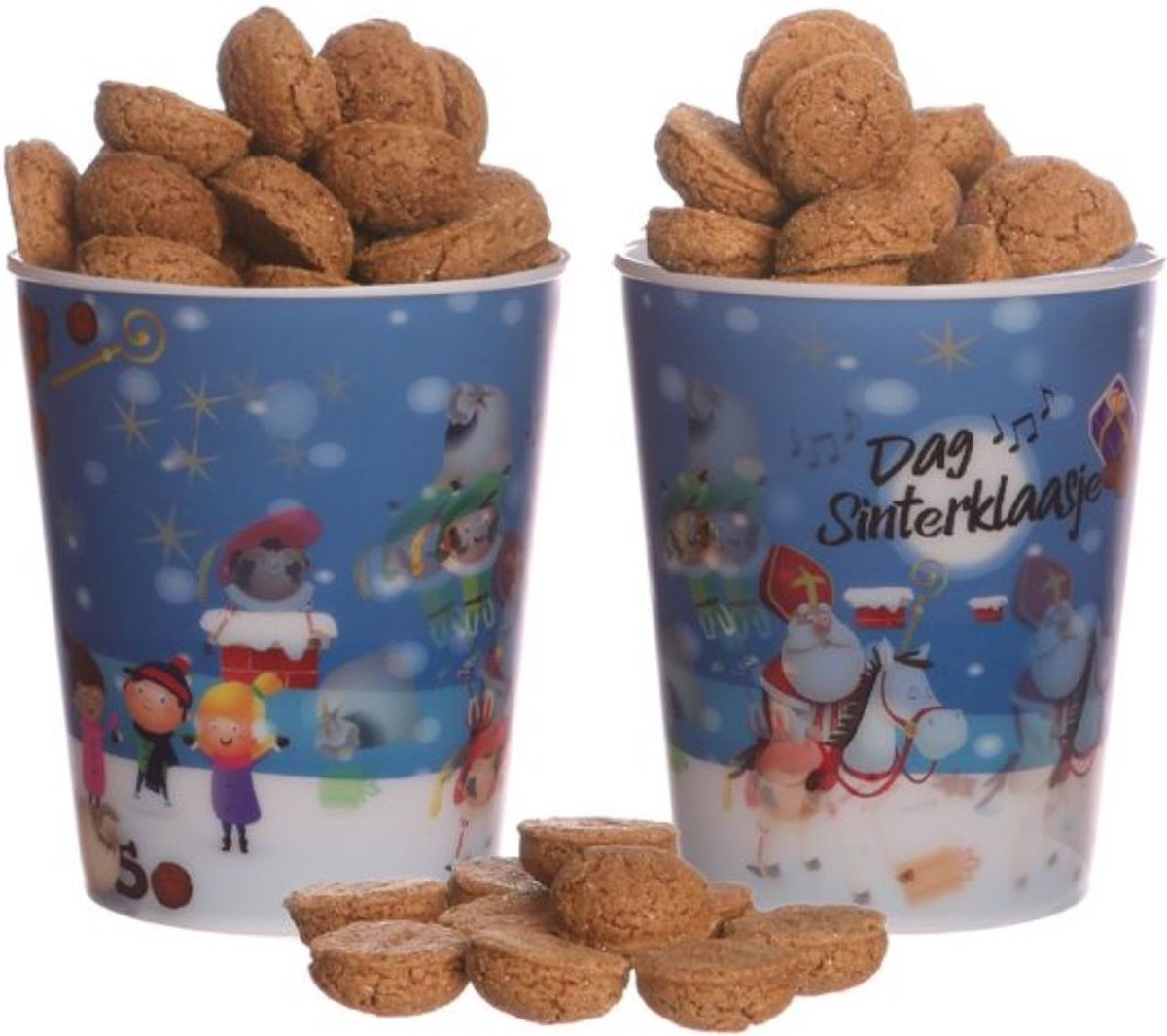 2 stuks kunststof 3D bekers Sinterklaas