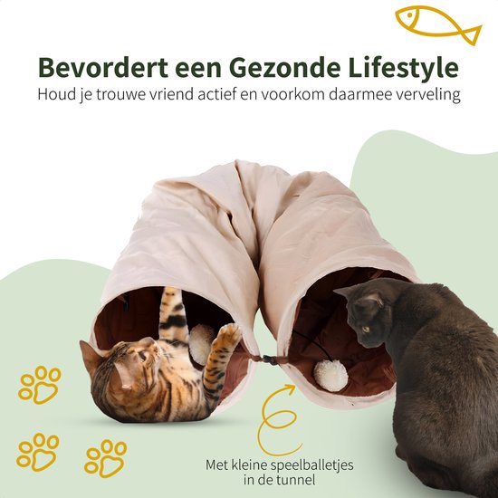 Pawsource Tunnel pour chat - Tunnel de jeu - 125x25cm