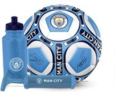 Manchester City - coffret cadeau - football avec autographes - gourde - pompe à ballon