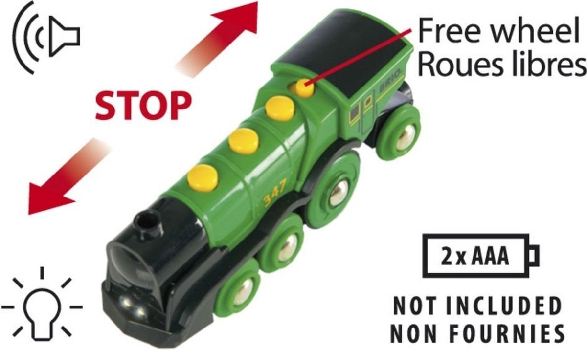 BRIO Groene Locomotief Op Batterijen - 33593 - Speelgoedvoertuig — afbeelding 6