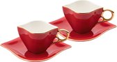 Set van 2 Koffiekopjes - Infinite Love - Espressokopje Cadeauset - Turkse Koffie Liefhebbers Cadeau - Valentijnsdag Cadeau - Witgoud Emsan 100 ml