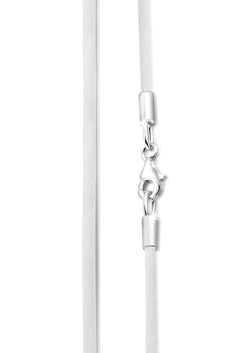 Nenalina - Halsketting - Dames Zijden Band in wit, voor Sieradenhangers met Karabijnsluiting van 925 Sterling Zilver - Dames
