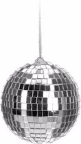 1x Kerstboom decoratie discobal kerstballen zilver 6 cm - Kerstversiering