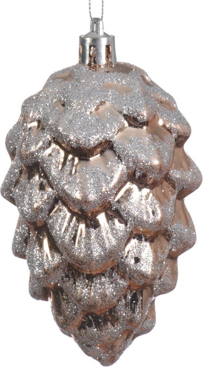 Decoris Kerstboomhangers - bruin - dennenappels - 9 cm - kerstversiering - Bruine kerstversiering/boomversiering