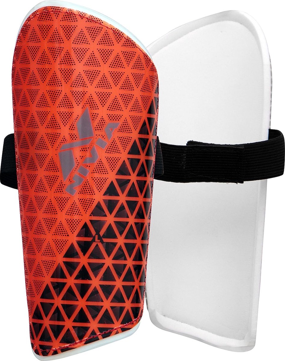 Nivia Wisdom - 2018 Plastic Polypropyleen Scheenbeschermer voor Jeugd en Volwassenen (Oranje, Medium) | voor Voetbalwedstrijden, Training | Lichtgewicht & Ademend