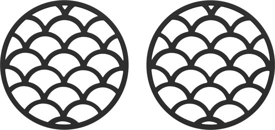 Krumble Pot Coaster - Set de 2 - Pot Coaster Résistant à la Chaleur - Pot Coaster Siliconen - Pot Coasters - Balances - Diamètre 14 - Zwart