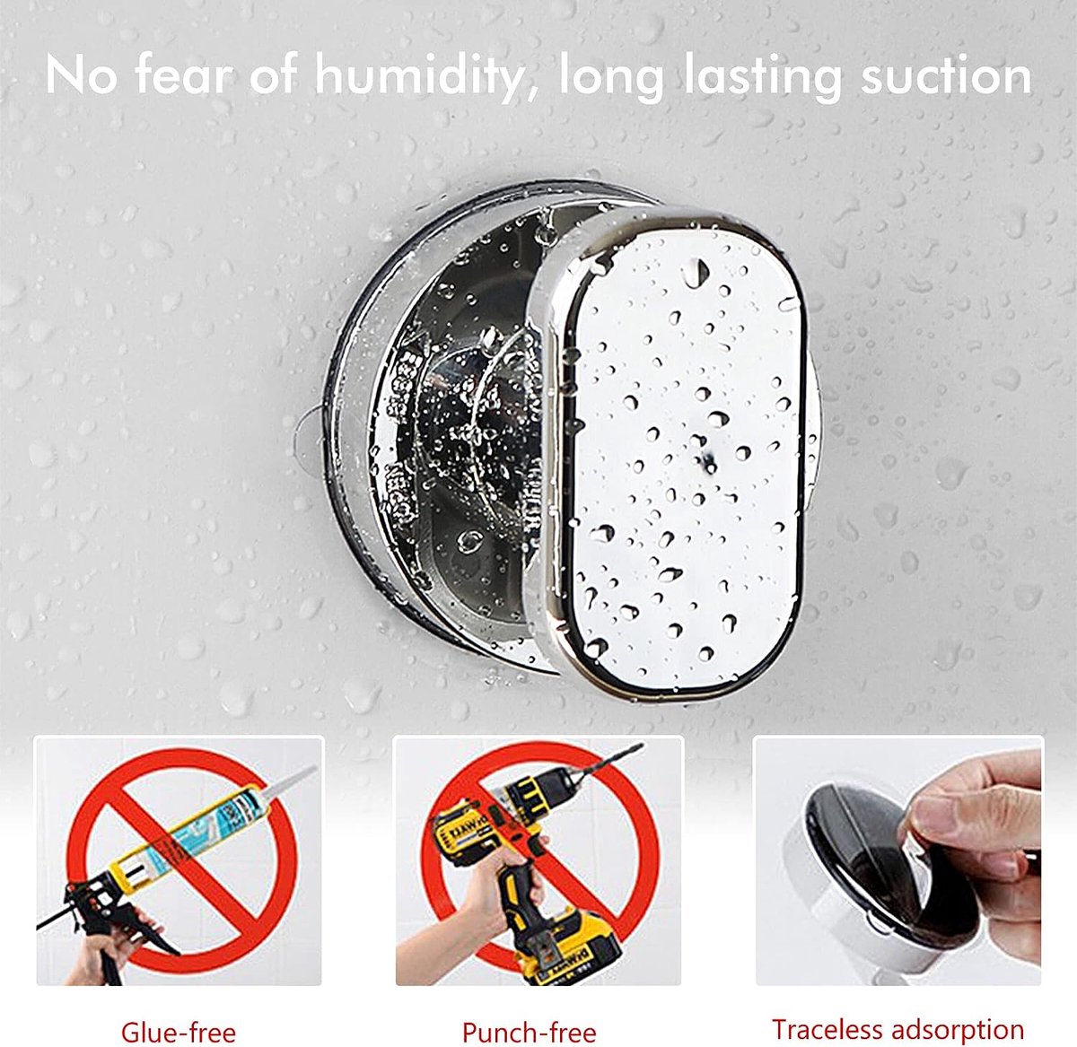 MEDILOE 2 stuks sterke zuignaphandgrepen, bad douche handvat glazen spiegel deurgreep, zuignap accessoires voor kast koelkast deur glas badkamer keuken