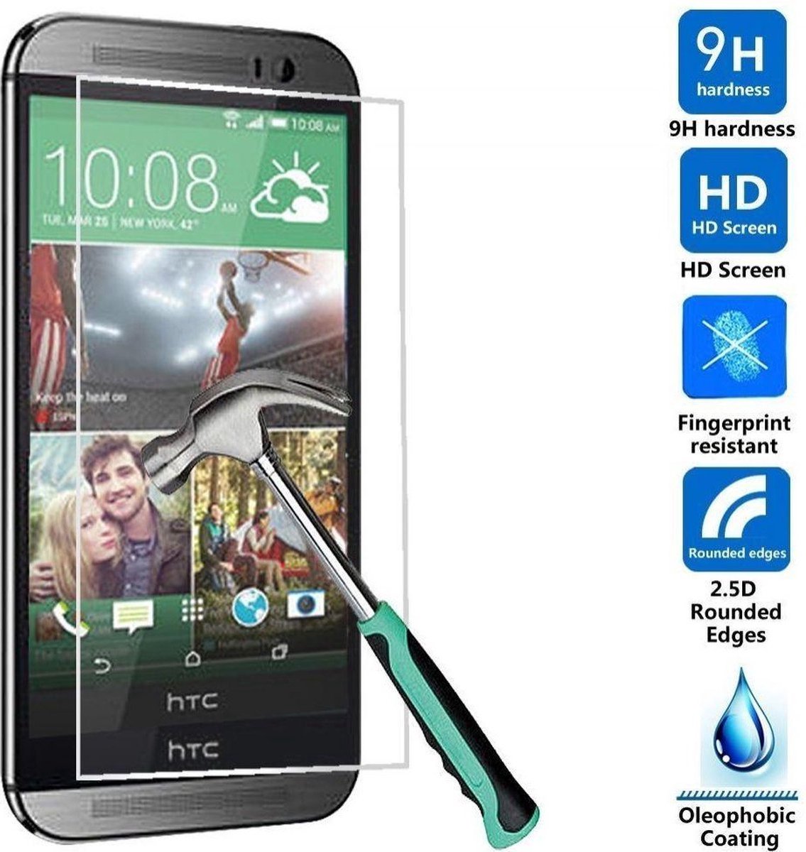Beschermlaagje - HTC - One A9 2.5D - Gehard Glas - 9H - Screenprotector