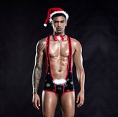 Kerst kostuum-Sexy-Kerstlingerie-Heren-Kerst-Kerst outfit-mannen-Rollenspel-Driedelig-Opwindend-Kwaliteit-Mannen-Bodysuit