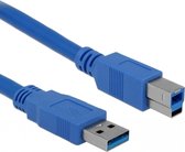 Powteq - 5 meter premium USB 3.0 kabel - USB A naar USB B - Blauw